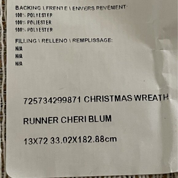 Christmas Wreath Tapestry Table Runner Cheri Blum Gold Tassels USA Made 72" x 13 - Picture 15 of 15